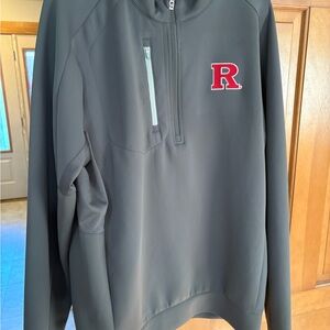 Rutgers Antigua Gray Pullover with Red Logo